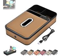 Genérico Armrest Storage Box with LED Ambient Light, 8-in-1 Dual Interface Car Armrest Organizer with 5A Fast Charging & 7-Color Ambient Lighting, USB/PD Fast Charging for Cars (Brown,Fast Charge)