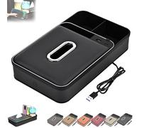 Genérico Armrest Storage Box with LED Ambient Light, 8-in-1 Dual Interface Car Armrest Organizer with 5A Fast Charging & 7-Color Ambient Lighting, USB/PD Fast Charging for Cars (Black,Standard)