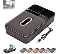 Genérico Armrest Storage Box with LED Ambient Light, 8-in-1 Dual Interface Car Armrest Organizer with 5A Fast Charging & 7-Color Ambient Lighting, USB/PD Fast Charging for Cars (Gray,Fast Charge)