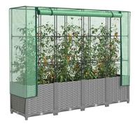 Genérico Arriate con Cubierta Invernadero Aspecto ratán 160x40x138 cm,Casa y jardín,Maceteros y jardineras,13.15 kg-4015858