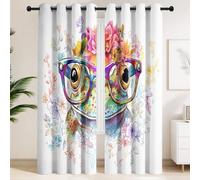 Genérico Art Fantastique - Cortina de ojos con flores, diseño de rana, con ojales para salón, dormitorio, 140 x 220 cm, 2 paneles blancos