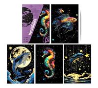 Generico Art Scratch Paper, Handmade 4X Glitter Arts Scratch Crafts, 8.27x5.91 Inches Craft Art Supplies, A4 Size Coloring Drawing, Graffiti Cards Toys, Landscape And Animal