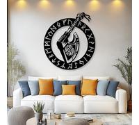 Genérico Arte de Pared con Escudo y Hacha vikinga de Metal, decoración de Obra de Arte de mitología nórdica de Metal, Obra de Arte para Sala de Estar, decoración del hogar para Sala de Estar, do