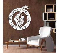 Genérico Arte de Pared con Escudo y Hacha vikinga de Metal, decoración de Obras de Arte de mitología nórdica de Metal, Obra de Arte para Sala de Estar, decoración del hogar para Sala de Estar, d