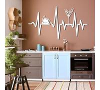 Genérico Arte de Pared con Forma de Taza de café de Metal con latidos del corazón, Letrero de café con Copa de Vino de Metal, decoración artística para Cocina, Sala de Estar, Dormitorio, Pasillo