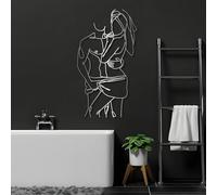 Genérico Arte de Pared con líneas de Pareja de Metal, decoración de Pared con Retrato Divertido de Pareja de Metal para baño, decoración de Arte Negro para Sala de Estar, Dormitorio, Pasillo y e