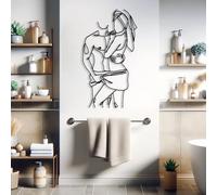 Genérico Arte de Pared con líneas de Pareja de Metal, Retrato Divertido de Pareja para baño, decoración de Pared de Metal, Obra de Arte Negra para Sala de Estar, Dormitorio, Pasillo y escaleras,