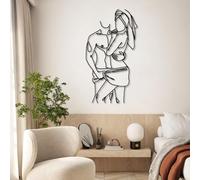 Genérico Arte de Pared con líneas de Pareja en Metal, Divertido Retrato de Pareja para baño, decoración de Pared en Metal, Obra de Arte Negra para Sala de Estar, Dormitorio, Pasillo y escaleras,