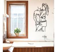 Genérico Arte de Pared con líneas de Pareja en Metal, Divertido Retrato de Pareja para baño, decoración de Pared en Metal, Obra de Arte Negra para Sala de Estar, Dormitorio, Pasillo y escaleras,