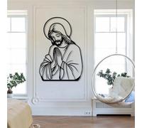 Genérico Arte de Pared Cristiano de Jesús de Metal, decoración de Obra de Arte de Señor Jesús de Metal, Gran Obra de Arte para Sala de Estar, Dormitorio, Pasillo y escaleras, Regalo de decoració