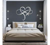 Genérico Arte de Pared de corazón Infinito de Metal, símbolo de Amor de Metal, decoración de Boda con corazón Infinito para Sala de Estar, Dormitorio, Pasillo y escaleras, Regalo Natural (Plata,