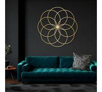 Genérico Arte de Pared de geometría Sagrada con Semillas de la Vida en Metal, decoración Moderna de Pared con Mandala y Flor de la Vida en Metal, Obra de Arte Negra para Sala de Estar, dormitori