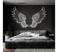 Genérico Arte de Pared de Metal con alas de ángel guardián, Escultura de Pared de Metal Grande para Aniversario, decoración de Pared, Obra de Arte Negra para Sala de Estar, Dormitorio, Pasillo y