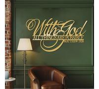 Genérico Arte de Pared de Metal con Dios Todo es Posible, Mateo 19:26, Inspirador de fe, decoración de Pared, Obra de Arte Negra para Sala de Estar, Dormitorio, Pasillo y escaleras, naturalez