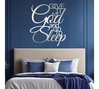 Genérico Arte de Pared de Metal Dáselo a Dios, decoración de Pared de Metal para Dormitorio, diseño religioso Cristiano sobre la Cama, decoración de Arte Negro para Sala de Estar, Dormitorio,