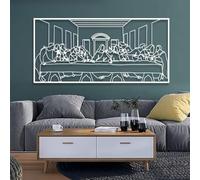 Genérico Arte de Pared de Metal de La Última Cena, decoración de Pared de Metal de Leonardo Da Vinci para Comedor Cristiano, decoración de Obra de Arte Negra para Sala de Estar, Dormitorio, pasi