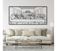 Genérico Arte de Pared de Metal de La Última Cena, decoración de Pared de Metal de Leonardo Da Vinci para Comedor Cristiano, decoración de Obra de Arte Negra para Sala de Estar, Dormitorio, pasi