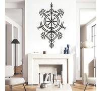 Genérico Arte de Pared de Metal Vegvisir, decoración vikinga Wayfinder, brújula, decoración de Obras de Arte de Metal, Escultura de Arte Moderno, Adorno para el hogar para Sala de Estar, Dormitorio,