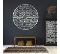 Genérico Arte de Pared de Ondas abstractas japonesas de Metal, Gran Obra de Arte Redonda contemporánea de Metal, decoración para Sala de Estar, Dormitorio, Pasillo y escaleras, Regalo de decorac