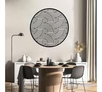 Genérico Arte de Pared de Ondas abstractas japonesas de Metal, Gran Obra de Arte Redonda contemporánea de Metal, decoración para Sala de Estar, Dormitorio, Pasillo y escaleras, Regalo de decorac