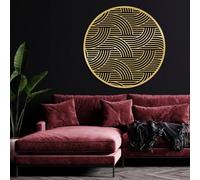 Genérico Arte de Pared de Ondas abstractas japonesas de Metal, Gran Obra de Arte Redonda contemporánea de Metal, decoración para Sala de Estar, Dormitorio, Pasillo y escaleras, Regalo de decorac