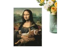 Genérico Arte de Pared Femenino,Cuadros al Óleo Divertidos con Mujeres,Cuadros de Sala con Mujer Sosteniendo un Gato | para Dormitorio, Hotel, Baño, Lugar de Trabajo, Hogar,