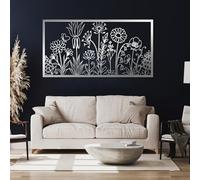 Genérico Arte de Pared Minimalista de Flor de Amapola de Metal, decoración de Obra de Arte estética Floral Horizontal de Metal, Regalo de Amor Floral, decoración del hogar para Sala de Estar, do