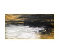 Genérico Arte De Pared Negro Pintado A Mano Pintura Al Óleo Abstracta Vintage Blanca Y Dorada Sobre Lienzo Obra De Arte Sin Marco para Sala De Estar Dormitorio Decoración Del Hogar 50 X 70 Cm
