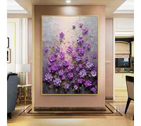 Genérico Arte De Pared Original Sin Marco 100% Pintado A Mano, Flor De Loto, Pintura Al Óleo Sobre Lienzo, Obra De Arte Botánica Estética Para Sala De Estar, Dormitorio, Decoración Púrpur