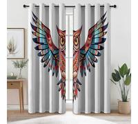 Genérico Arte Moderno búho Cortinas Opacas - Multicolor Cortinas Opacas de Microfibra, fáciles de cuidar, con Ojales para Ventanas de Dormitorio, Sala de Estar u Oficina 110An x 215Al cm (2 Paneles)