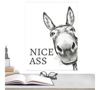 Generico Arte mural de baño - Póster 12 x 16 pulgadas humor decoración baño tema animal Nice Ass | Decoración pared burro con o sin marco casa hotel restaurante