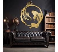 Genérico Arte Mural de pez koi de Metal, decoración Feng Shui, Zen, Obra de Arte en Metal, Escultura de Arte Moderno, Adorno para Sala de Estar, Dormitorio, Pasillo y escaleras, decoración Natural (d