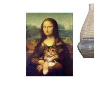 Genérico Arte Mural Femenino | Pinturas al Óleo Humorísticas de Mujeres Artesanales - Cuadros de Sala con Mujer Sosteniendo un Gato | para Dormitorio, Hotel, Baño, Lugar de Trabajo, Hogar,