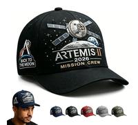 Genérico Artemis II Lunar Mission Commemorative Cap, Adjustable Space Exploration Hat for Women & Men (Black)