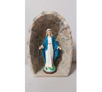 Generico ArteSacraCaravaggio - Cueva para estatua artesanal de mármol marfil, 20,5 x 14 cm, fabricada íntegramente a mano de producción italiana con estatua de la Virgen Milagrosa