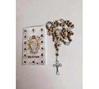 Generico ArteSacraCaravaggio Rosario della Via Crucis en madera de olivo cm 62,5 (24,60 inches) con instrucciones y oraciones, de producción artesanal italiana
