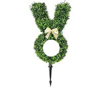 Genérico Artificial Bunny Topiary - Faux Boxwood Rabbit Garden Decor Plant, Shrub Sculpture with Ground Spike Stand, Home Front Porch Landscape Decoration Outdoor Seasonal Display Spring Ornament