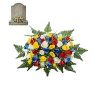 Genérico Artificial Cemetery Flowers Saddle - Memorial Grave Arrangement Holder | Silk Rose Bouquet with Adjustable Wire Frame, Outdoor Grave Decoration, Weather Resistant Floral Accessory