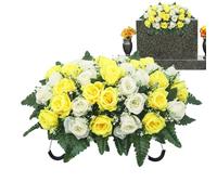 Genérico Artificial Cemetery Saddle Flowers - UV Resistant Outdoor Roses, Grave Decor with Construction, Floral Arrangement, Cemetery Ornament, Weatherproof for Mother Day Father Day Remembrance