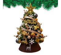 Genérico Artificial Christmas Tree - 45cm Golden Coffee Mini Christmas Tree | Foldable Tabletop Decor - PVE PE Material | Office Home Hotel Holiday Ornament with Lights