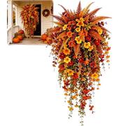 Genérico Artificial Fall Harvest Hanging Basket,UV-Resistant Waterproof Faux Outdoor Fall Flowers,Vine Hanging Fake Plants for Garden, Porch, Window, Mantels, Home, Outside Weddings Decor