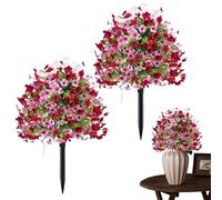Genérico Artificial Flowers Ground Stakes - 2 Pack UV Resistant for Outdoor Faux Plant Decor | Waterproof Resin with Bloom Garden Yard Lawn, Patio Balcony Home for Planter Landscape Accent