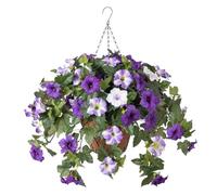 Genérico Artificial Flowers - Petunias and Morning Glory Plants, Hangable Outdoor Decor | Realistic Spring Flower Decoration for Planter Porch Yard Patio Garden Wedding Event Home Display Arrangement