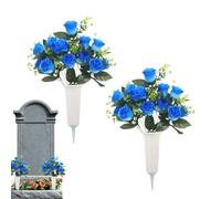 Genérico Artificial Grave Flowers, Memorial Flowers Set, 16 Inch Faux Flower, Cemetery Floral Decor Display, Gravesite Decor, Funeral for Memorial Decoration Grave Site Use