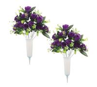 Genérico Artificial Grave Flowers, Memorial Flowers Set, 16 Inch Faux Flower, Cemetery Floral Decor Display, Gravesite Decor, Funeral for Memorial Decoration Grave Site Use
