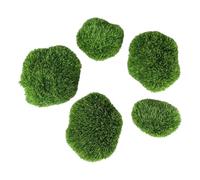 Genérico Artificial Green Moss Balls - 5X Shrimp Tank Tabletop Decoration | Aquarium Plants Fish Decoration For Home Office, Faux Stone Aquatic Ornament Underwater Landscape Scenery Accessory Set (