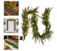 Genérico Artificial Norfolk Pine Garlands,Real Touch Faux Greenery Garland,Christmas Cedar Garlands with LED Light String for Holiday Table Mantle Wall Indoor Home Decorations