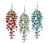 Genérico Artificial Patriotic Flowers - 30 Inch Red White Blue Set | Silk UV Resistant Bouquet For 4th of July Memorial Day Outdoor Garden Porch Balcony Party Decoration Pack of 3