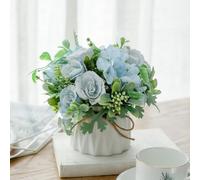 Genérico Artificial Potted Flower Pink,Mini Potted Fake Flowers,Small Ceramic Vase Fake Flower Plants,Faux Flowers Hydrangea Decora for Table,Bookshelf,Bedroom,Living Room,Party