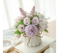 Genérico Artificial Potted Flower Pink,Mini Potted Fake Flowers,Small Ceramic Vase Fake Flower Plants,Faux Flowers Hydrangea Decora for Table,Bookshelf,Bedroom,Living Room,Party